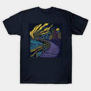 City Boardwalk at Night T-Shirt